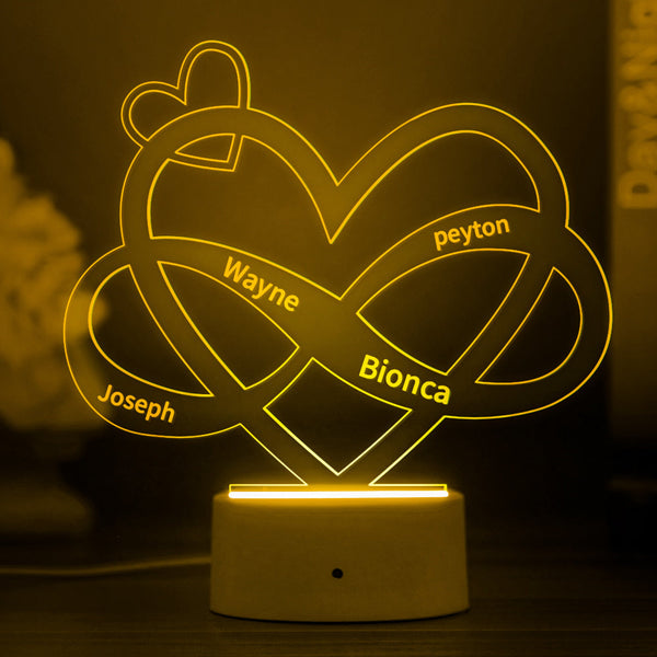Mother's Day Gifts Personalised Infinity Name Sign Heart Night Light Custom Gift for Him Artistic Bedroom Decor